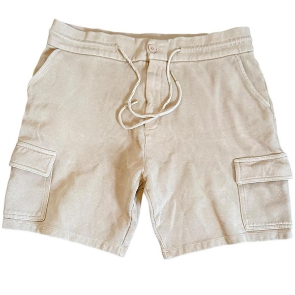 Tan Cargo Shorts with Elastic Waistband and Soft Fabric - Picture 1 of 5